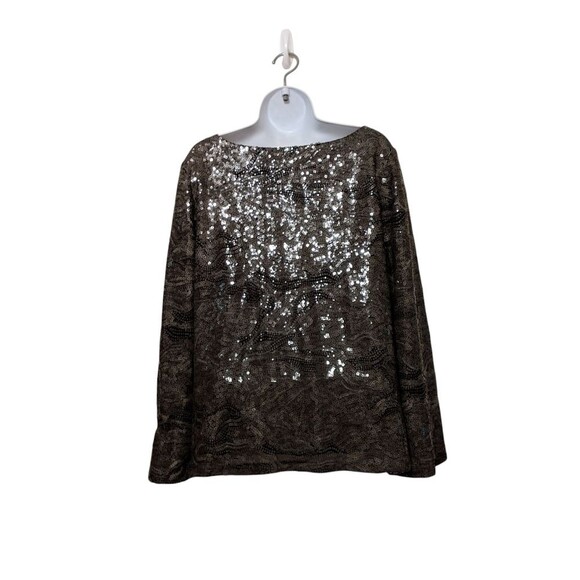 ALEX MARIE Sequin Black Gray Formal  Long-sleeved Top Size M - Picture 2 of 7